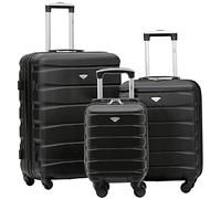 Flight Knight Valises ABS Legeres A 4 Valises Rigides Bagages Cabine Et Soute Approuve par Plus De 100 Compagnies Aeriennes, Dont EasyJet, British Airways, RyanAir, Virgin Atlantic, Emirates, Noir