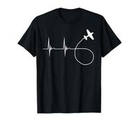 Flight Show Heartbeat ECG Pulse Flight Pilot Glider T-Shirt