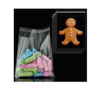 Flimflim Sachet Plastique Transparent 100pcs, Sachet Bonbon Petit avec Bande Collante, 10x11.8cm Cellophane Sac Plastique Transparent pour Biscuits Confiserie Anniversaire Noel Petits Cadeaux DIY