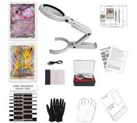 Flinduy Kit d'outils de centrage de cartes pour cartes à collectionner Pokémon, kit de classement de cartes avec carte de mesure d'épaisseur, ensemble d'outils de clarté LED, outils de mesure de