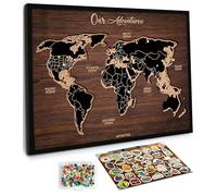 flinelife Carte du monde en liège, 40,6 x 30,5 cm, carte du monde de voyage avec épingles, parfaite pour les couples ou comme cadeau de départ à la retraite