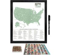 flinelife Liste de contrôle des cartes des parcs nationaux avec stylo et épingles 30,5 x 25,4 cm, carte du parc national, parfaite pour les amateurs de parcs nationaux, les randonneurs, les couples et