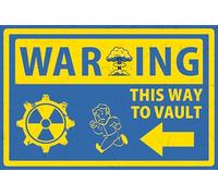 Flinelife Panneau Fallout Shelter, 20,3 x 30,5 cm, panneau d'avertissement Fallout, flèche gauche, décoration de garage, panneau de grotte d'homme, décoration de salle de jeux vidéo