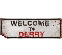 Flinelife Panneau « Welcome To Derry », 40,6 x 15,2 cm, panneaux de film d'horreur, décoration de maison hantée - Parfait pour les fans de films d'horreur