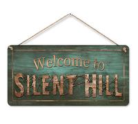 flinelife Panneau « Welcome to Silent Hill », 30,5 x 15,2 cm, panneau de film d'horreur en bois d'ingénierie pour une utilisation en intérieur et en extérieur