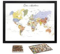 flinelife Tableau d'affichage carte du monde, 45,7 x 35,6 cm, carte du monde avec épingles, parfait pour les voyageurs, les couples, les familles ou comme cadeau de départ à la retraite