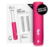 Flint Mini rouleau anti-peluches rétractable classique rose avec 90 feuilles adhésives supplémentaires, petit rouleau anti-peluches portable, rouleau anti-peluches idéal pour les animaux de compagnie,