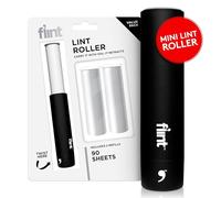 Flint Mini rouleau anti-peluches rétractable noir classique avec 90 feuilles adhésives supplémentaires, petit rouleau anti-peluches portable, rouleau anti-peluches idéal pour les animaux de compagnie,