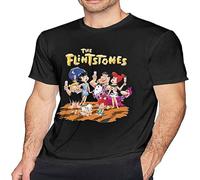 Flint-Stones Men's Trendy Cotton T-Shirt Cosplay Tee Shirt Tank Top Camiseta Short Sleeve T-Shirt Black S