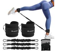 flintronic 1 Paire Sangle Cheville Musculation Poulie, Sangle de Cheville Réglable Gymnastique, Sangle Musculation avec Double Anneau D, Ankle Straps, Accessoires pour Fitness, Sport, Gym, Noir