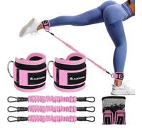 flintronic 1 Paire Sangle Cheville Musculation Poulie, Sangle de Cheville Réglable Gymnastique, Sangles Musculation avec Double Anneau D, Ankle Straps, Accessoires pour Fitness, Sport, Gym, Rose