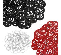 Flintronic 100 Pcs Étiquettes Numérotées en Plastique, Deux groupes 1 à 50 Porte-clés, Étiquettes de Numéro avec anneaux, pour Hôtels Écoles Bureaux Vestiaire Bagage Sac Casier Dortoir Restaurant