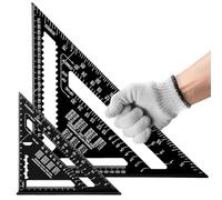 Flintronic 12in+7in Equerre Menuisier, 2 Pcs Equerre de Charpentier Métrique, Aluminium Regle Multifonctionnels, avec Crayon de Charpentier Plat* 2, pour Charpentier, Couvreur, Ingénieur