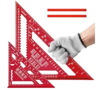 Flintronic 12in+7in Equerre Menuisier, 2 Pcs Equerre de Charpentier Métrique, Aluminium Regle Multifonctionnels, avec Crayon de Charpentier Plat* 2, pour Charpentier, Couvreur, Ingénieur