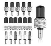 Flintronic 12PC Set Valve Presta avec Démonte Obus, Adaptateur pour Pneu Vélo, Réparation Vélos