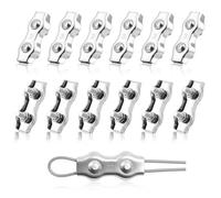 Flintronic 12PCS M3 Duplex Clips Serre Cable, Pinces à Câble en Acier Inoxydable 304 Clips, Pince Câble Métallique, pour Fixe 3mm Câble Métalliques, Cordes à Linge, Voiles de Soleil