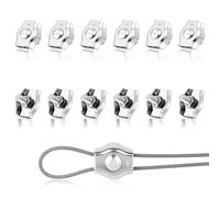 Flintronic 12PCS M4 Clips Serre Cable, Serre-Câbles en Acier Inoxydable M4 Pince, Pince Câble Métallique, pour Fixe 4mm Câble Métalliques, Cordes à Linge, Voiles de Soleil