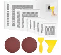 flintronic 14 Pcs Patch de Réparation de Mur en Aluminium, 10 Pcs 2/4/6 Inch Patchs Auto-Adhésif en Maille, 2 Papier de Verre 2 Grattoirs, Kit de Réparation de Cloison Sèche pour Murs Plafond