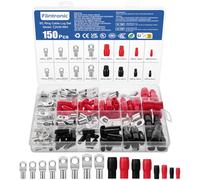 Flintronic 150 pièces Cosses Electriques a Sertir, Cosses Electriques Ronde à Œillet en Cuivre Étamé, Cosse à Sertir a Oeil à Anneau,15 types Cosse Electrique 6 mm², 10 mm², 16 mm², 25 mm², M6, M8