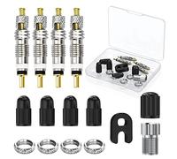 Flintronic 15PC Set Valve Presta avec Démonte Obus, Adaptateur pour Pneu Vélo, Réparation Vélos