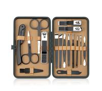 Flintronic 16 en 1 Kit Manucre Pedicure, Set de Coupe Ongles Soins Professionnel, Coupe Cuticule Acier Inoxydable, avec étui de Voyage en Cuir, Cadeau pour les famille Collègue Amie