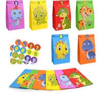 Flintronic 18 Pcs Sac Cadeau Anniversaire Enfant, Sachet Bonbons Dinosaure Avec Autocollants Mignons, Petit Pochette Cadeau Pour Garçon Et Filles - 13 * 8 * 24 Cm