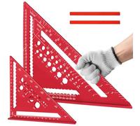 Flintronic 180+300 mm Equerre Menuisier, 2 Pcs Equerre de Charpentier, Aluminium Regle Multifonctionnels, avec Crayon de Charpentier Plat* 2, pour Charpentier, Couvreur, Ingénieur