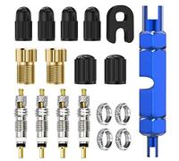 Flintronic 18PC Set Presta Valve Cores avec Démonte Obus, Adaptateur pour Vélo, Application Pneu et Réparation