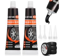 Flintronic 2*30ml Reparation Pneu Voiture, Colle Pneu Voiture, Colle Meche pneu, colle Vulcanisante Caoutchouc pneu, Réparez Rapidement les Fissures,Trous et le Pelage de Divers Caoutchoucs de Pneus