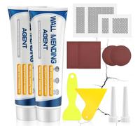 Flintronic 2 Pcs Crème de Réparation Murale, Rebouche Petits Trous, Enduit de Lissage Prêt à l'Emploi en Pâte, avec Patch, Spatule et Papier Abrasif, pour Reboucher Imperfections et Fissures,100g/Bleu