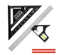 Flintronic 2 Pcs Equerre Menuisier, 7in Equerre de Charpentier Métrique et 300mm Équerre Combinée, Aluminium Regle Multifonctionnels, avec Crayon de Charpentier Plat* 2, pour Charpentier, Couvreur