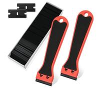 Flintronic 2 PCS Grattoir Plaque Vitrocéramique, Grattoir Vitre Professionnel, Long Manche Grattoirs avec 102 Raclettes, pour enlever étiquettes, a Colle, PeintureAutocollants et Décalcomanies