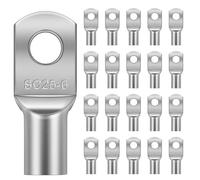 Flintronic 20 Pièces Cosses Tubulaires 25mm² M6, Cosses Annulaires, Cosses à Sertir a Oeil à Anneau, Cosse Electrique Plate, Œillet en Cuivre Étamé Cosse à Sertir pour Voiture