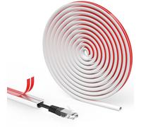Flintronic 2m Auto-adhésif Cache-câble, Cache Câble Sol, Goulotte Passe Cable Sol, Cachez et Protégez Les Câbles Facilement, Goulotte Décorative pour Bureau Maiso - 15mm(Largeur) x10mm(Hauteur)-Blanc