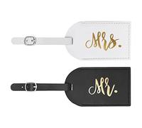 flintronic 2PCS Étiquettes de Bagage, Étiquettes d'identification de Valise, Valise en PU Mr and Mrs, Facile à Reconnaître, Robuste et Sûre, pour Couple Amoureux Honeymoon Voyage