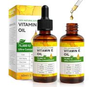 Flintronic 2PCS Huile de Vitamine E 75 000 UI, 100% Pure Vitamin E Oil, Pure & Naturelle, Hydratant et Raffermissant Peau, pour Peau, Visage, Cheveux et Corps (60ml)