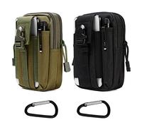 flintronic 2PCS Sac Tactique Ceinture, Nylon Sacoche Ceinture Multifonctionnelle Molle EDC Gadget Sac pour Téléphone, Plein-Air, Randonnée, Alpinisme et Cyclisme (avec 2* Mousquetons)