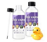 Flintronic 2Pcs Vernis Argile Brillant, Vernis Peinture Acrylique Autodurcissante, Transparent, Imperméable, Anti-fissures, Maintient la Couleur Permanente, pour Céramique, Bois - 100 ml