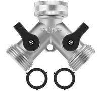 flintronic 3/4" 2 Voies Distributeur en Y en Laiton, Robinet Double Sortie avec 2 Robinets, Robinet Double Machine a Laver, Répartiteur d'eau pour Connexion de 2 Appareils pour Robinet Jardin