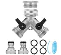 flintronic 3/4" 2 Voies Distributeur en Y en Laiton, Robinet Double Sortie avec 2 Robinets, Robinet Double Machine a Laver, Répartiteur d'eau pour Connexion de 2 Appareils pour Robinet Jardin