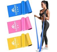 Flintronic 3 pièces Bande Elastique Musculation, 1.8M Bande Élastique Fitness en TPE, Bandes élastiques avec 3 Niveaux de résistance, Bande de Resistance pour Yoga, Pilates, tonification, Musculation