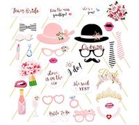 Flintronic 32pcs Kit Photobooth Accessoires pour Mariage et Saint Valentin - Masquerade avec Cadre DIY