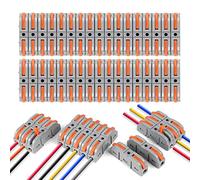 Flintronic 34 PCS Connecteurs Électriques Rapide avec Levier, Domino Electrique, Bornes de Connexion, 1-Fil 2-Entrées et Peut être Librement Combiné, domino electrique PA/PC Ignifuge