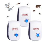 Flintronic 3pcs Répulsif à Ultrason Antiparasitaire, Ultrason Souris Répulsif à Souris, Intérieur Répulsif Anti Moustique Ultrason, Appareil Anti Rats/Cafards/Rongeurs/Fourmis/Araignées/Insectes