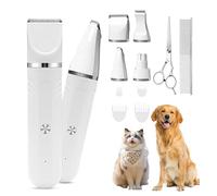 Flintronic 4 en 1 Tondeuse Chien Professionnel, Tondeuse Rechargeable pour Chat et Chien, Sans Fil Fondeuse Toilettage pour Animaux, avec 4 Têtes de Coupe Multifonctions, pour Pattes, Corp, Visage