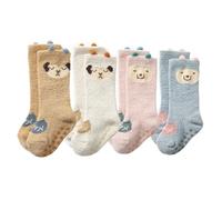 flintronic 4 Paires Bébé Chaussettes Antidérapantes, Unisexe Chaussettes Thermiques Enfant Motif Animaux, Chaussettes Chaudes Hiver Coton Bébé, pour Bebe Naissance Enfant Garçon Fille 1-3 Ans