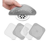 Flintronic 4 Pcs Protection de Drain de Silicone, Filtre Evier avec Ventouse, Filtre de Couverture de Drain de Baignoire, Filtre À Cheveux et Saletés Anti-Colmatage pour Évier de Douche