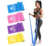 Flintronic 4 pièces Bande Elastique Musculation, 2.0M Bande Élastique Fitness en TPE, Bandes élastiques avec 4 Niveaux de résistance, Bande de Resistance pour Yoga, Pilates, tonification, Musculation