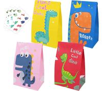 Flintronic 48 Pcs Sacs Cadeau Dinosaure, Sac Anniversaire Enfant Avec 48 Autocollants, Sachet Bonbons En Papier Pour Fête Des Enfants, Célébration