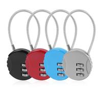 Flintronic 4PC Cadenas Code, Petits Cadenas Cable, Cadenas à Combinaison à 3 Chiffres Réinitialisables, Cadenas Valise Avion pour Sac de Voyage Bagage Casier (4 Couleur)